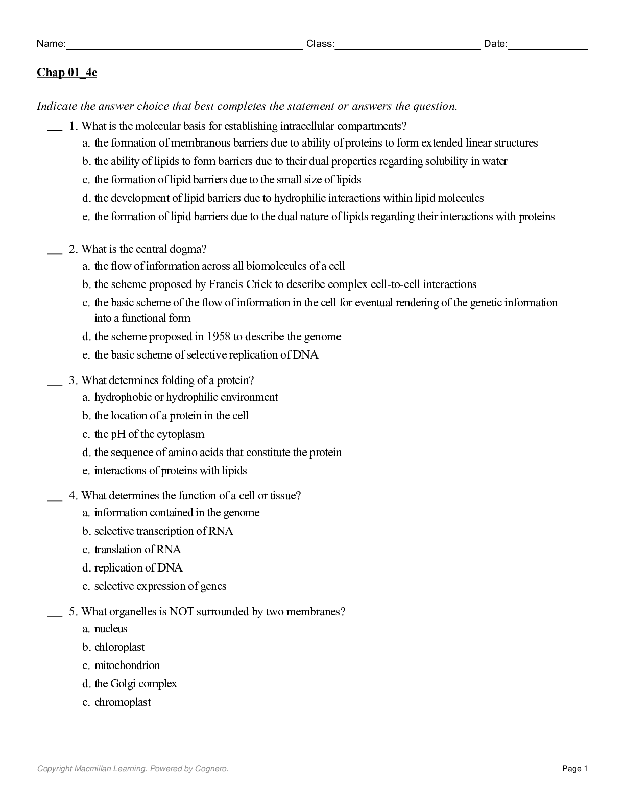 Biochemistry: A Short Course 4th Edition by Tymoczko; Berg; Gatto, Jr.; Stryer Test Bank